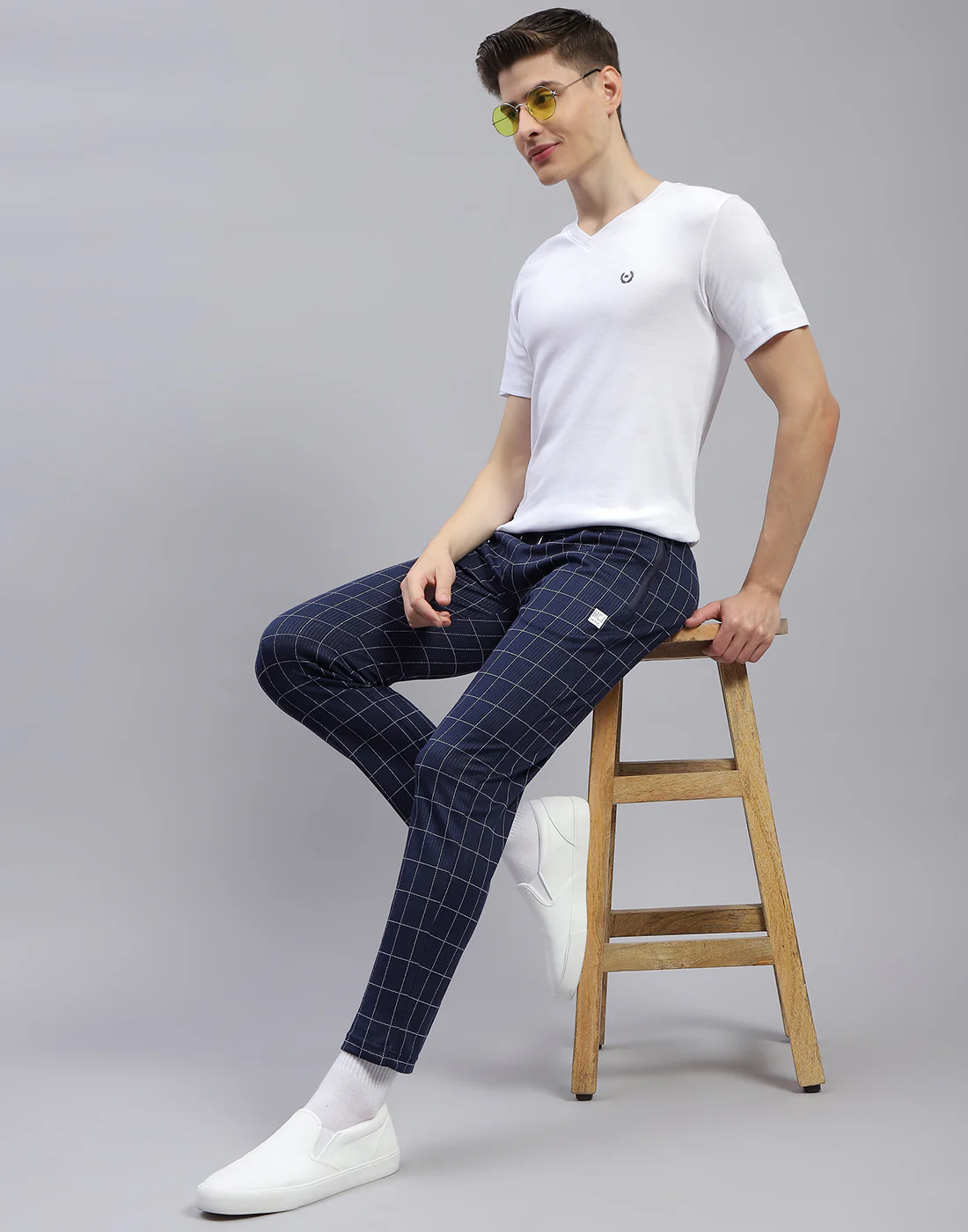 Men Blue Check Regular Fit Lower - Image 2