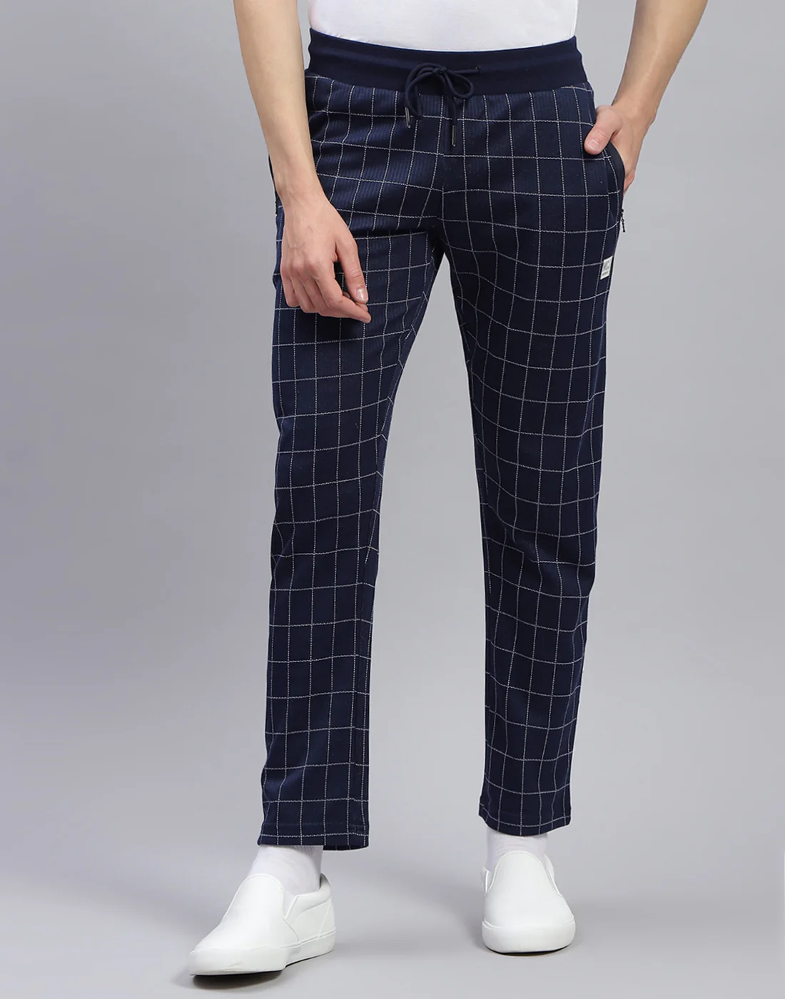 Men Blue Check Regular Fit Lower - Image 3