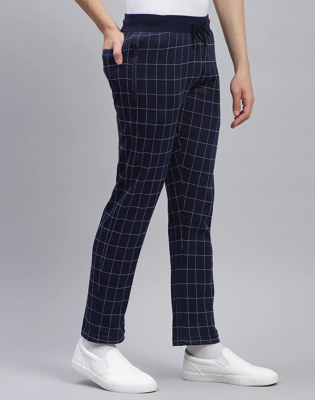 Men Blue Check Regular Fit Lower - Image 5