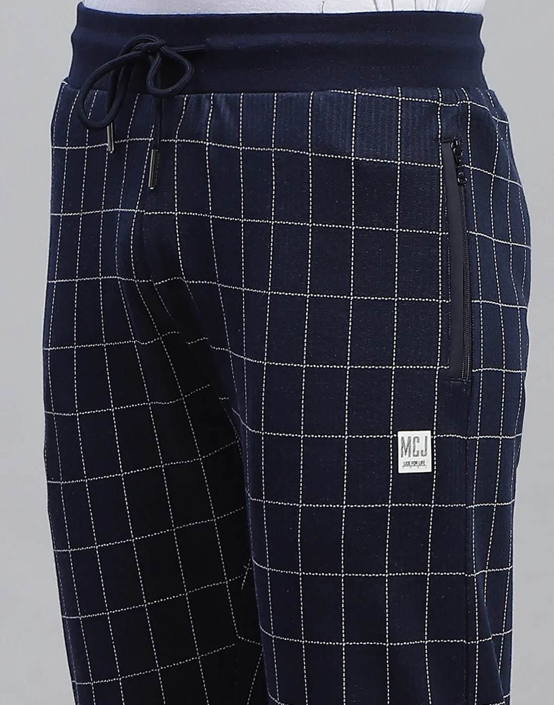 Men Blue Check Regular Fit Lower - Image 7