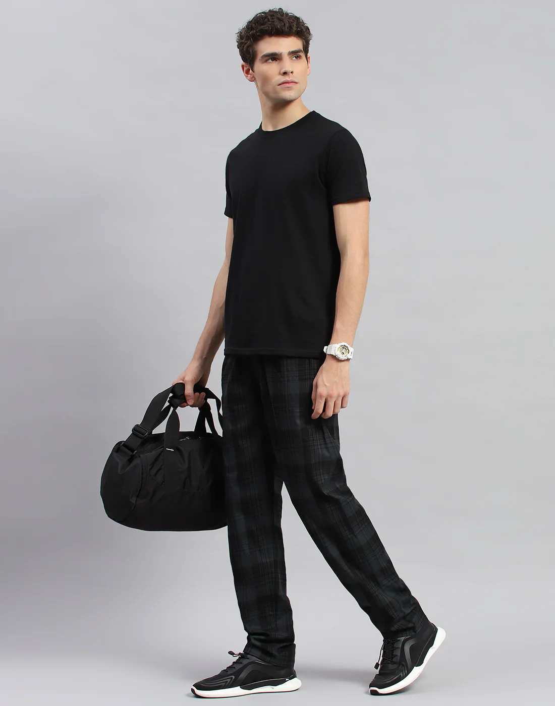 Men Blue Check Regular Fit Lower - Image 2