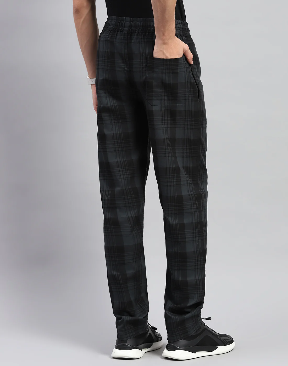 Men Blue Check Regular Fit Lower - Image 5