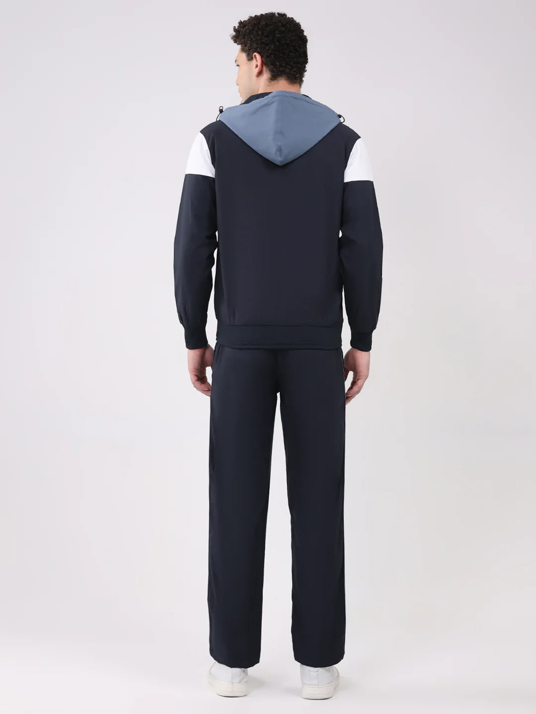Men Blue Embroidered Round Neck Full Sleeve Winter Tracksuit - Image 5