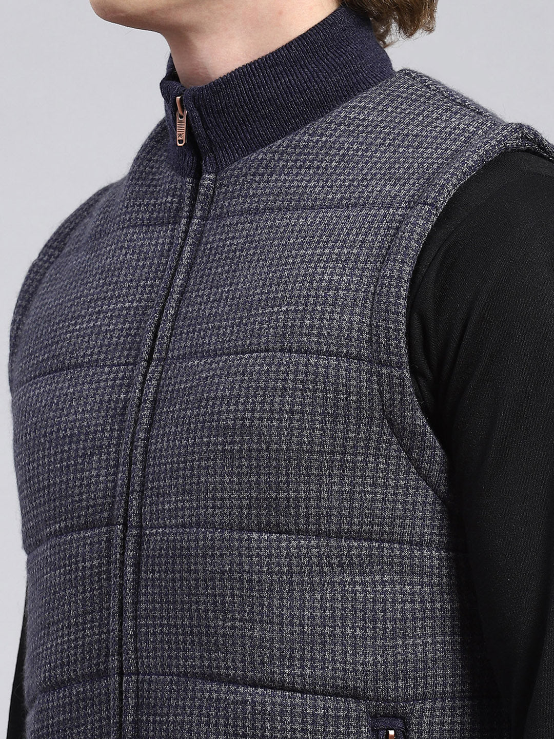 Men Blue Jaquard Jacket - Image 6