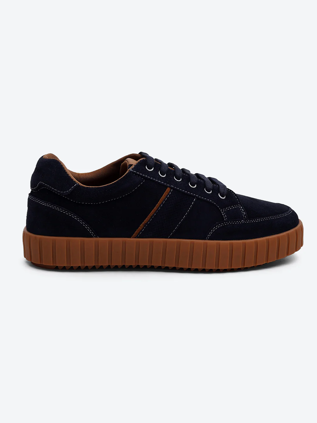 Men Blue Lace Up Genuine Leather Sneaker - Image 5