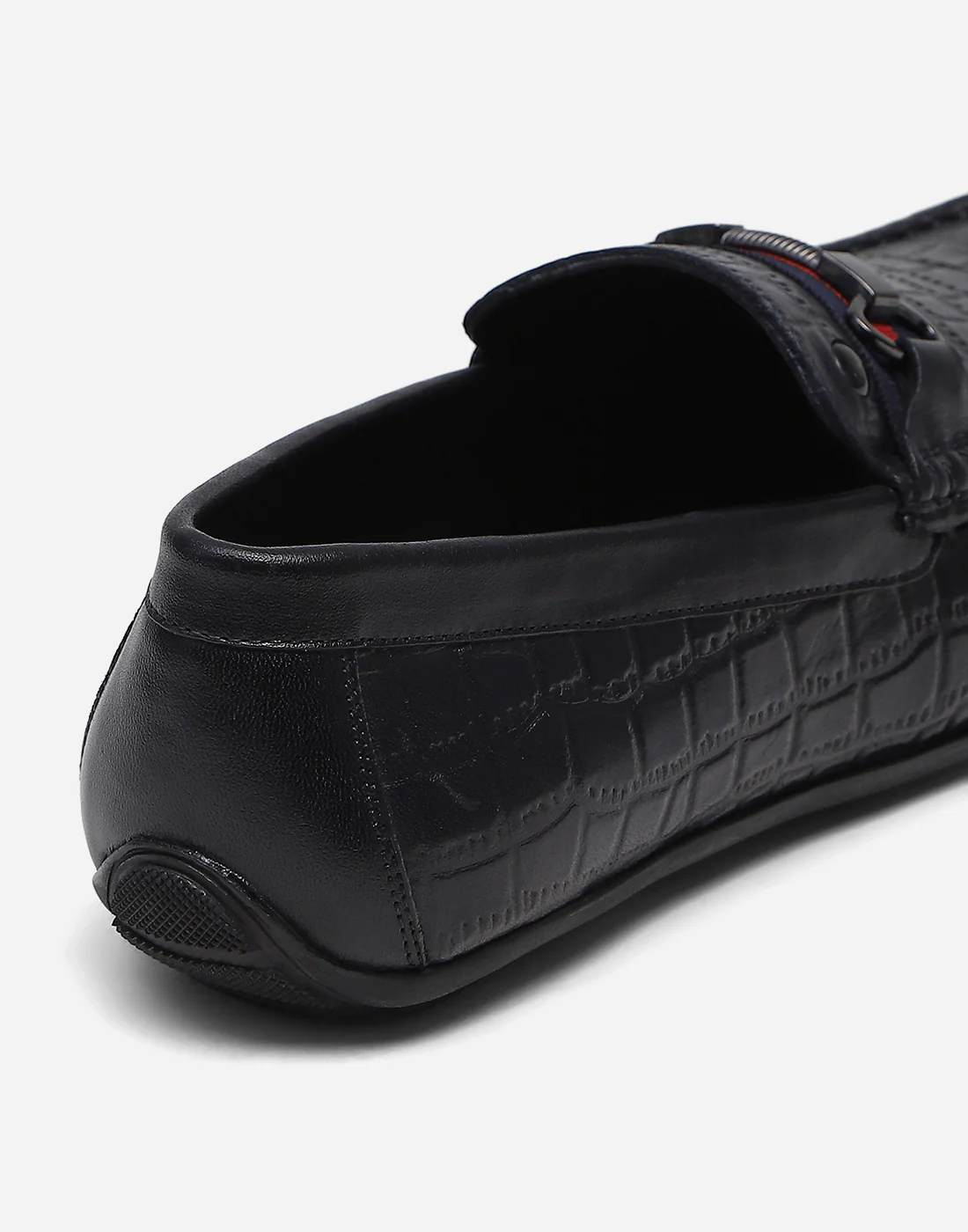 Men Navy Blue Slip on Genuine Leather Loafers - Image 8