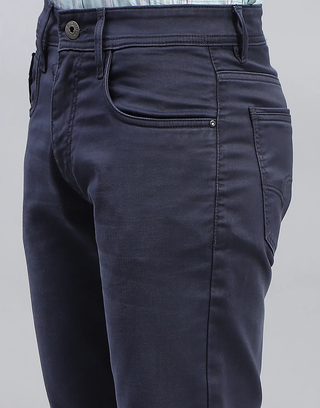 Men Blue Light Wash Narrow Fit Denim - Image 6