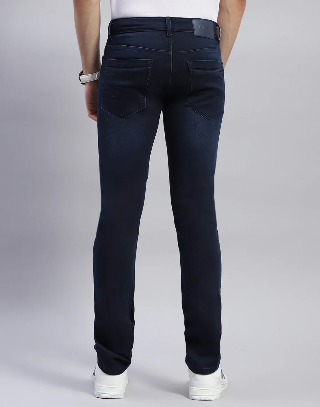 Men Blue Light Wash Narrow Fit Denim - Image 5