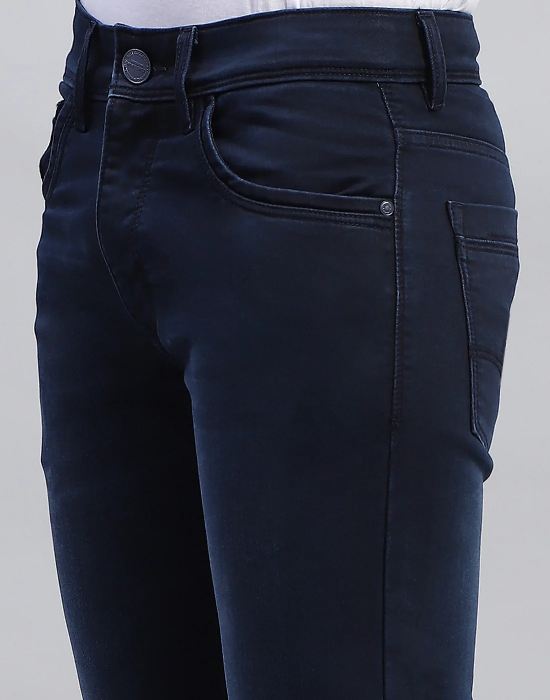 Men Blue Light Wash Narrow Fit Denim - Image 6