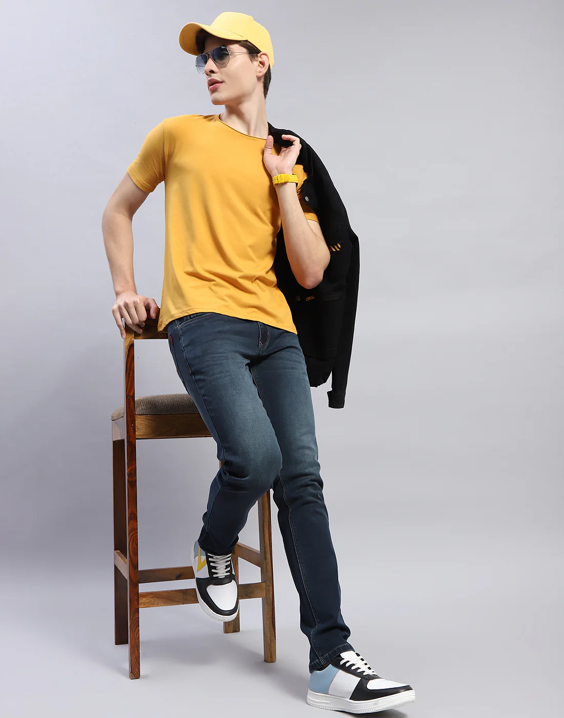 Men Blue Light Wash Narrow Fit Denim - Image 2