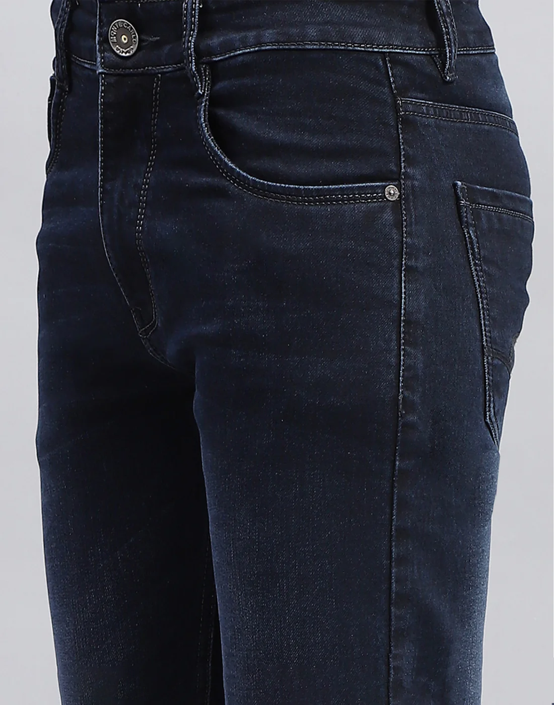 Men Blue Light Wash Narrow Fit Denim - Image 6