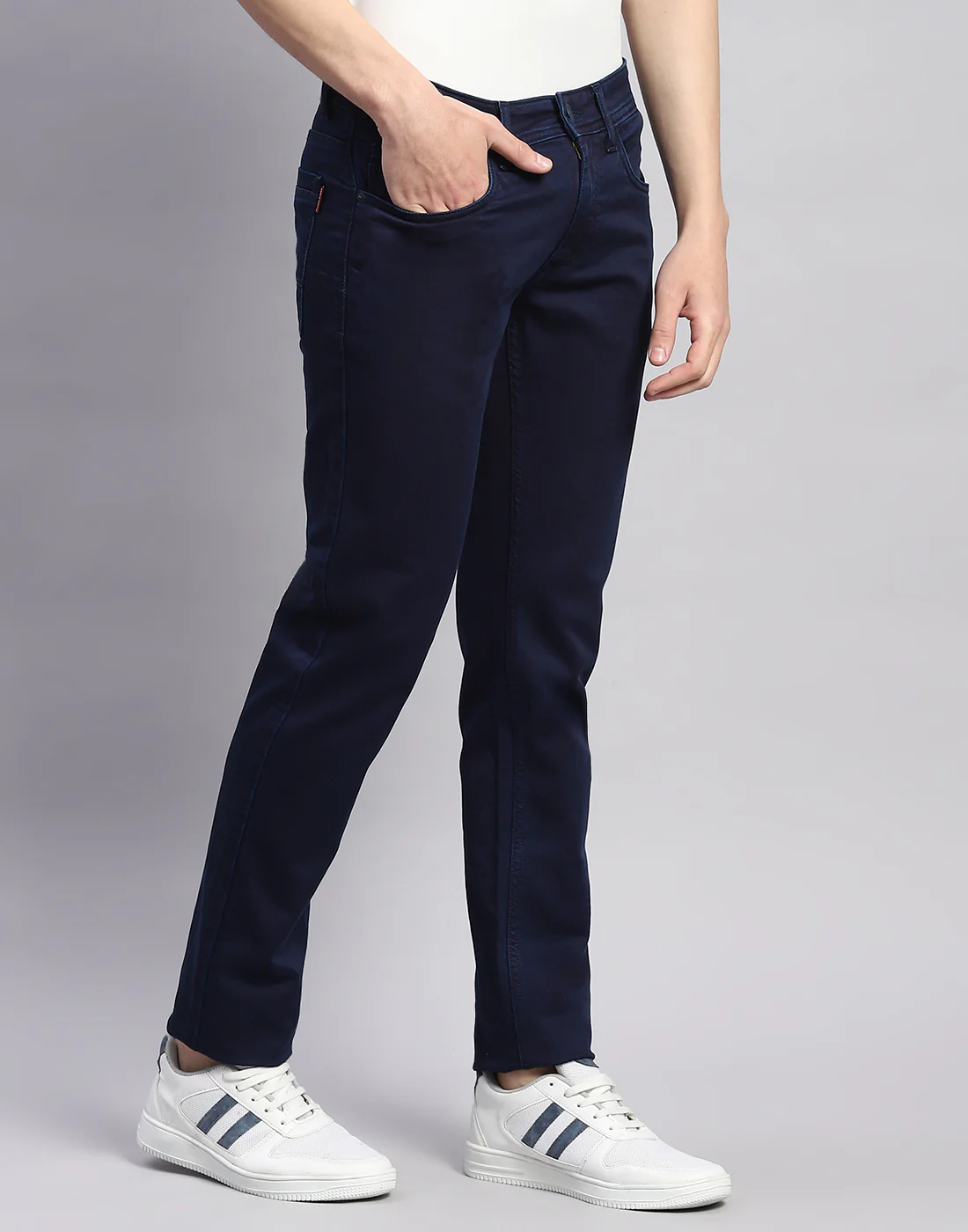 Men Blue Light Wash Narrow Fit Denim - Image 4
