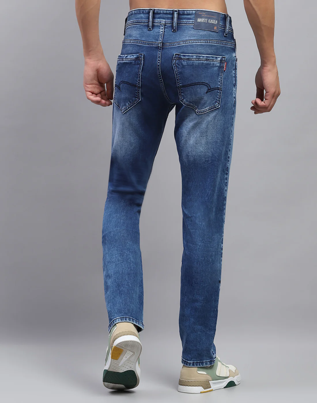 Men Blue Light Wash Narrow Fit Denim - Image 5