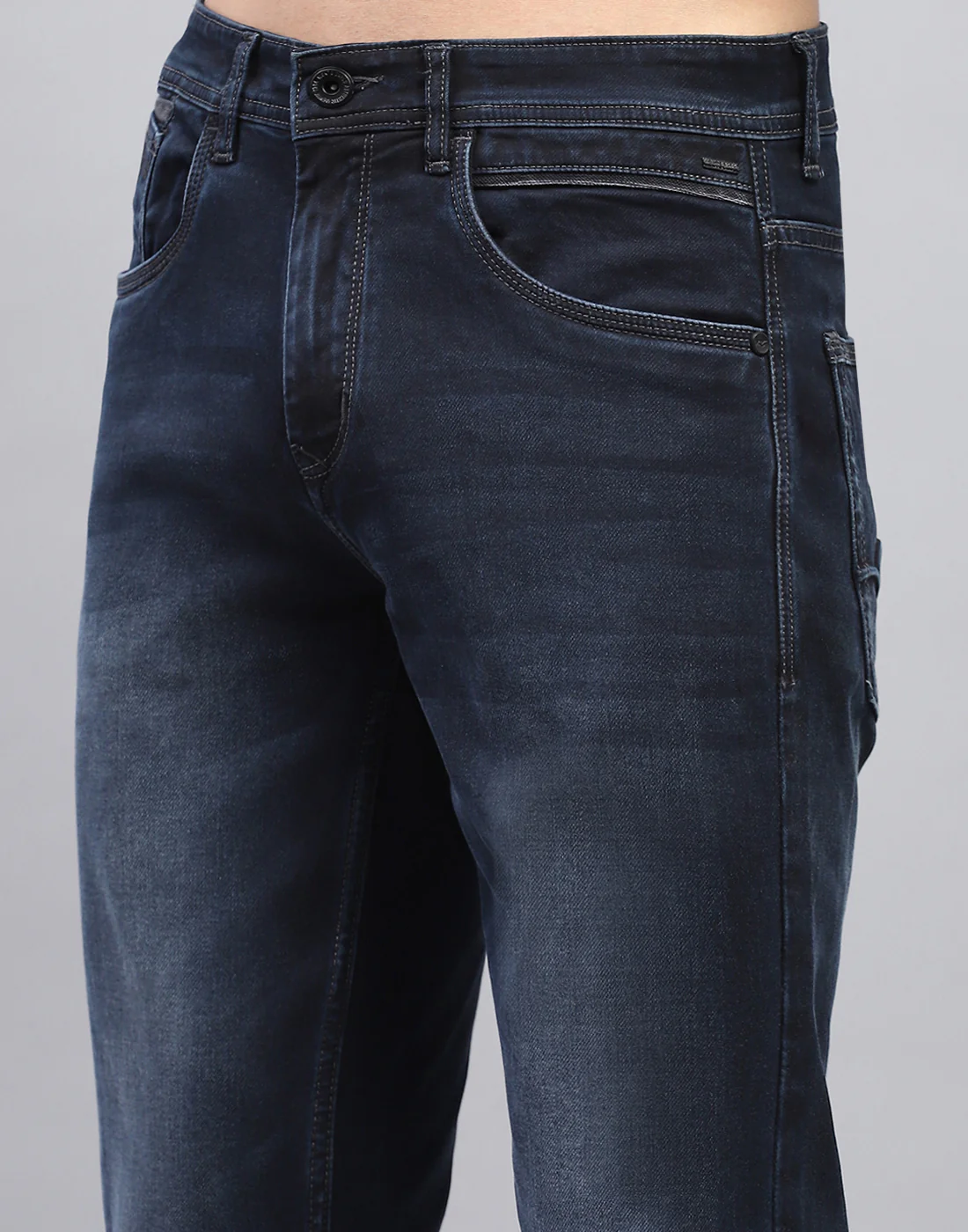 Men Blue Light Wash Narrow Fit Denim - Image 6
