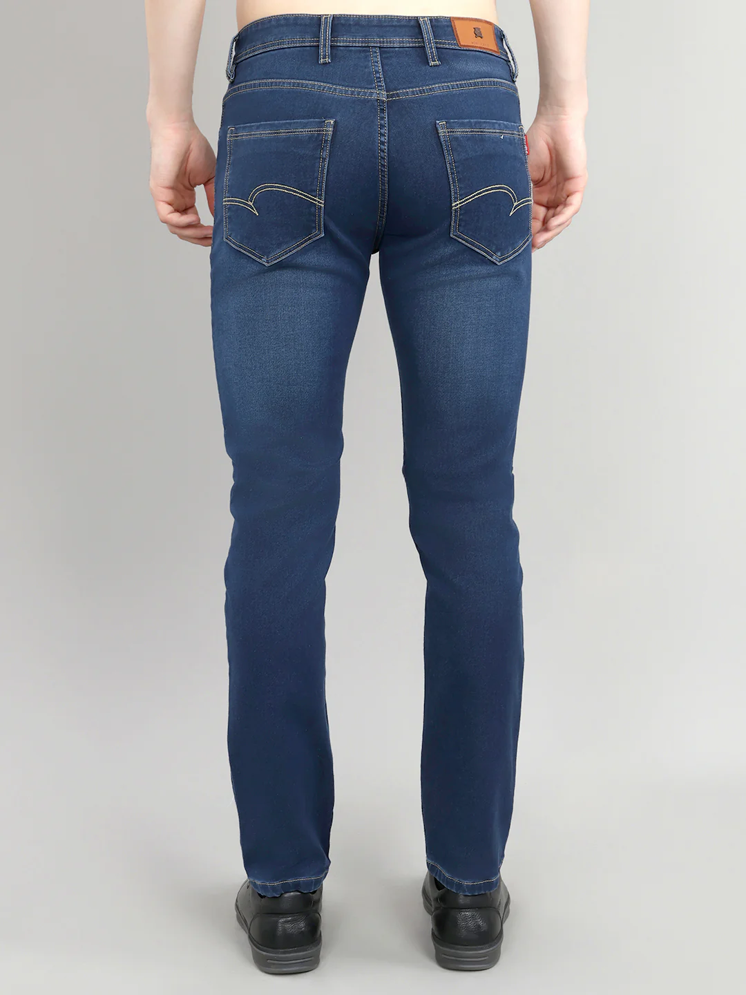 Men Blue Light Wash Narrow Fit Denim - Image 4
