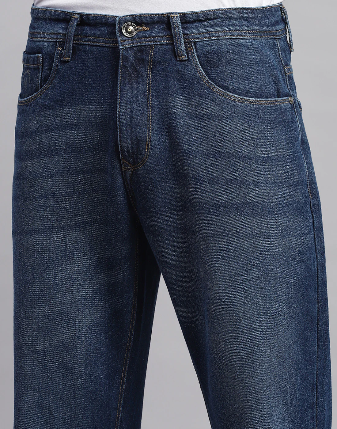 Men Blue Light Wash Regular Fit Denim - Image 7