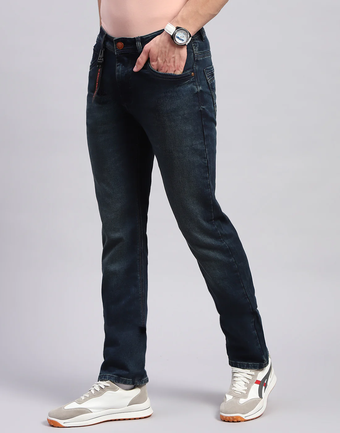 Men Blue Light Wash Regular Fit Denim - Image 3