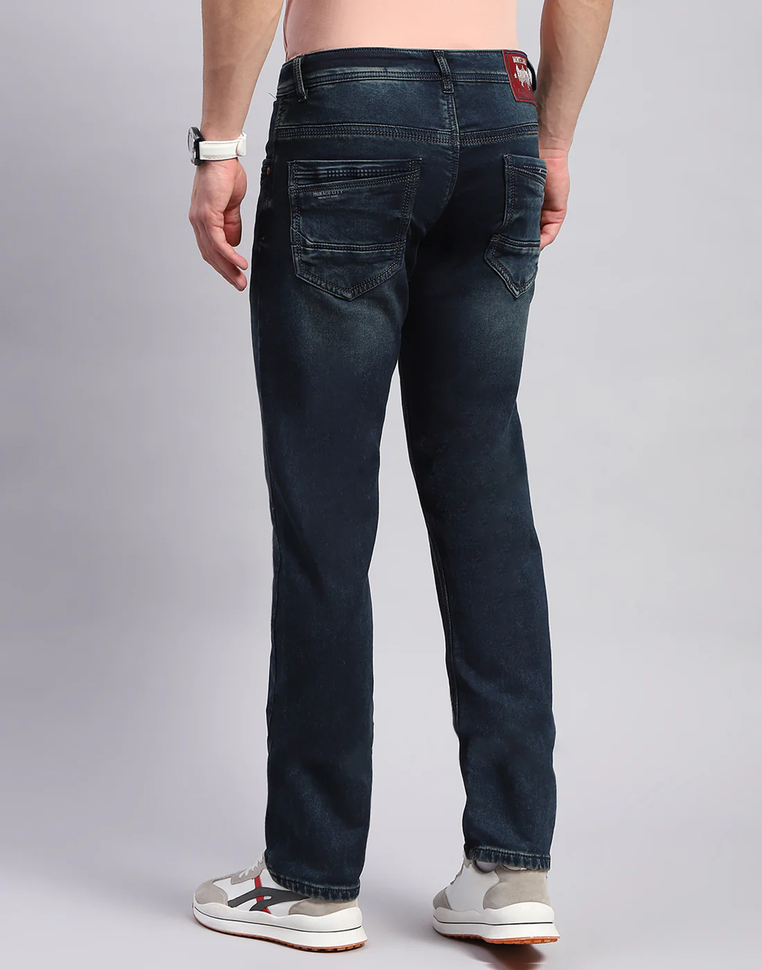 Men Blue Light Wash Regular Fit Denim - Image 5