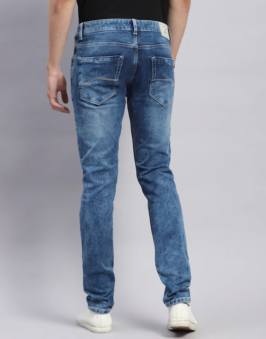 Men Blue Light Wash Skinny Fit Denim - Image 5