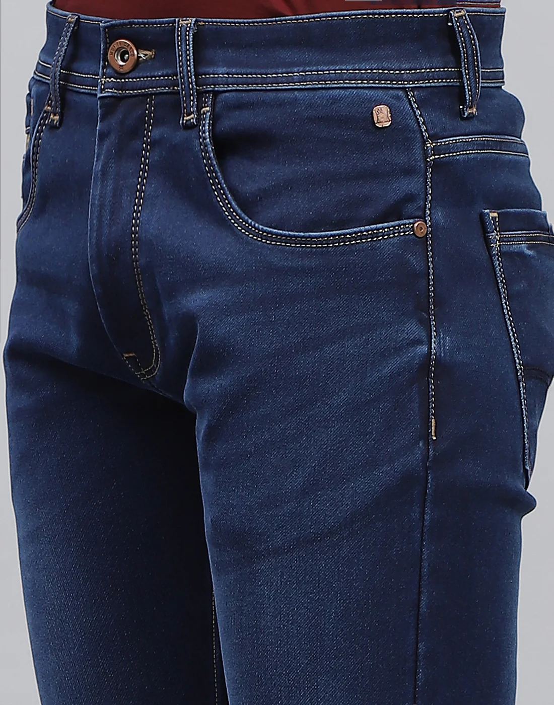 Men Blue Light Wash Skinny Fit Denim - Image 6