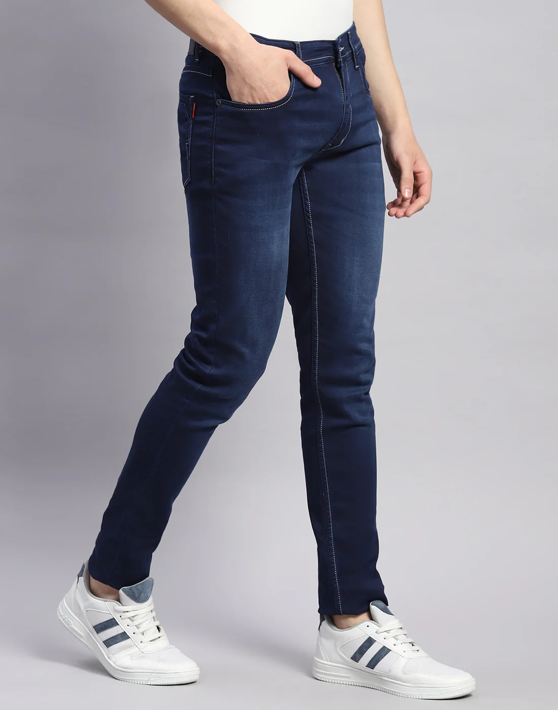 Men Blue Light Wash Skinny Fit Denim - Image 4