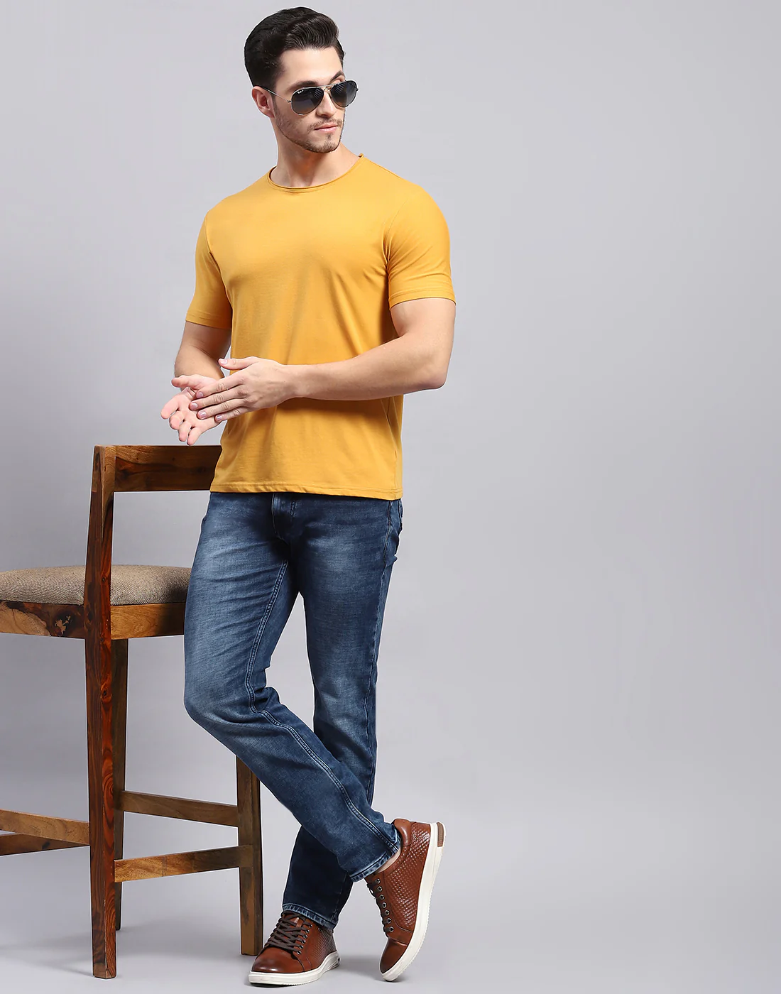 Men Blue Light Wash Slim Fit Denim - Image 2