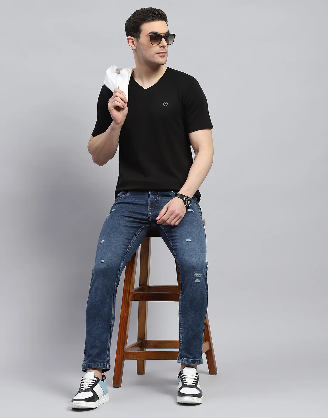 Men Blue Light Wash Ankle Length Denim - Image 2