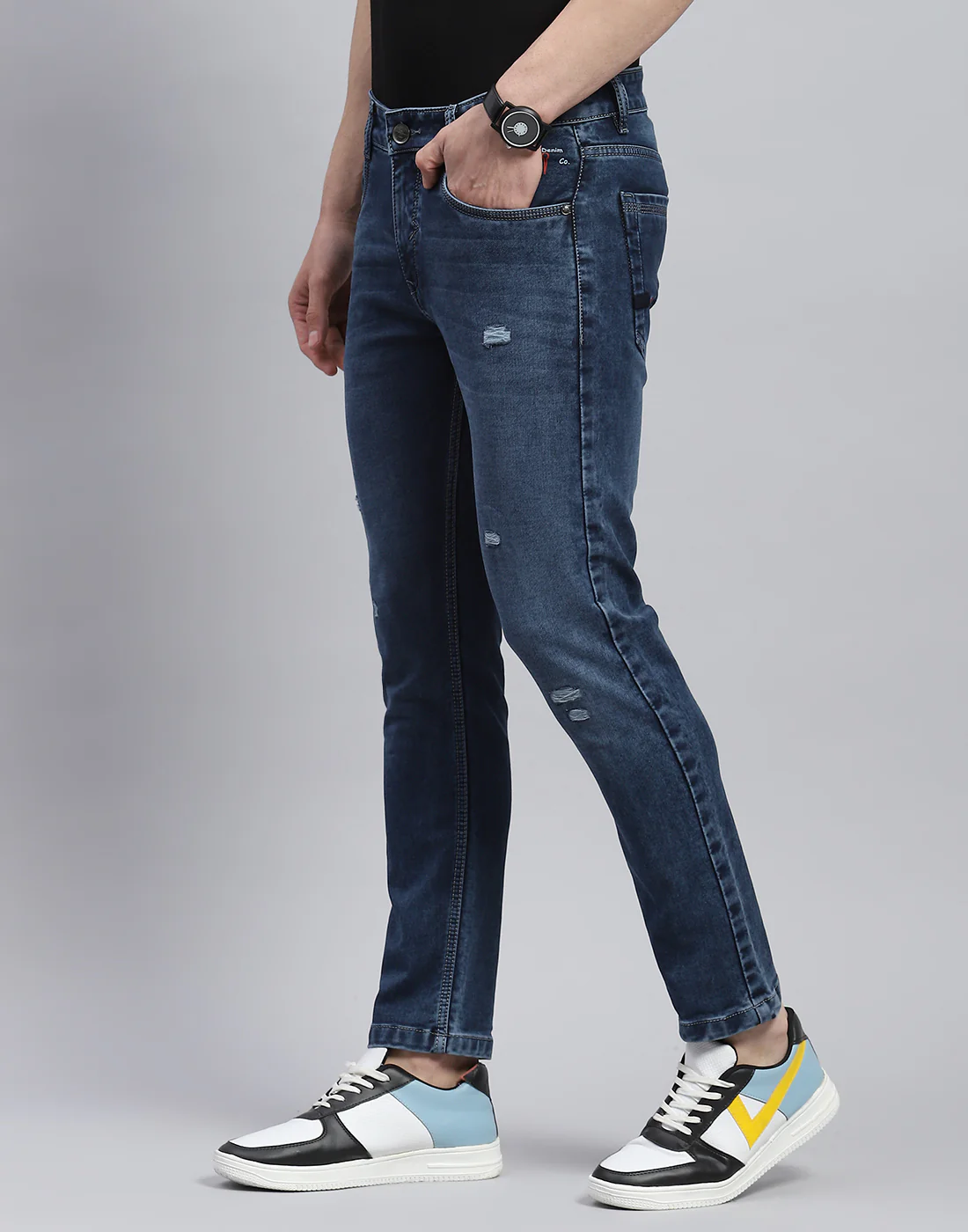 Men Blue Light Wash Ankle Length Denim - Image 3