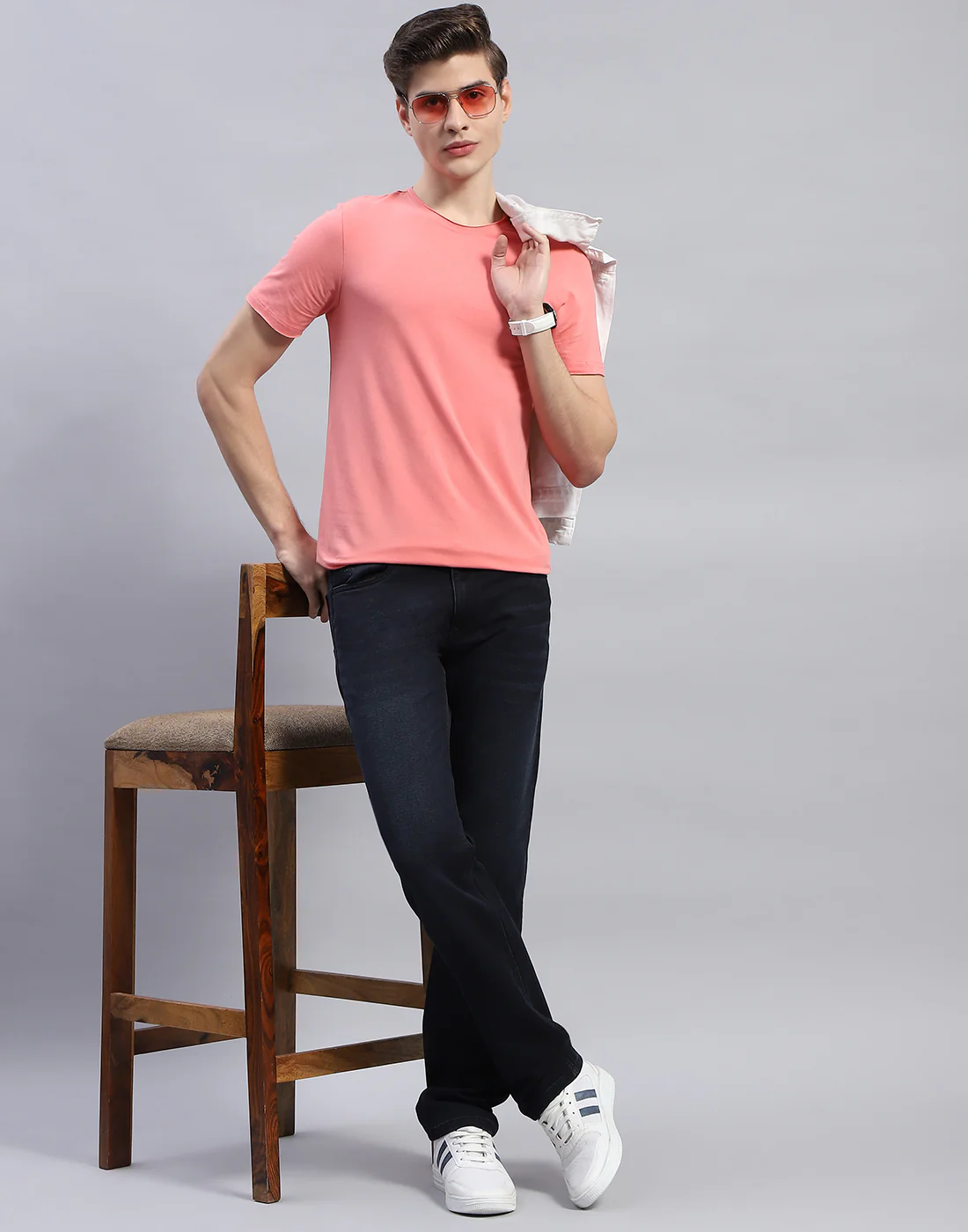 Men Blue Light Wash Straight Fit Denim - Image 2