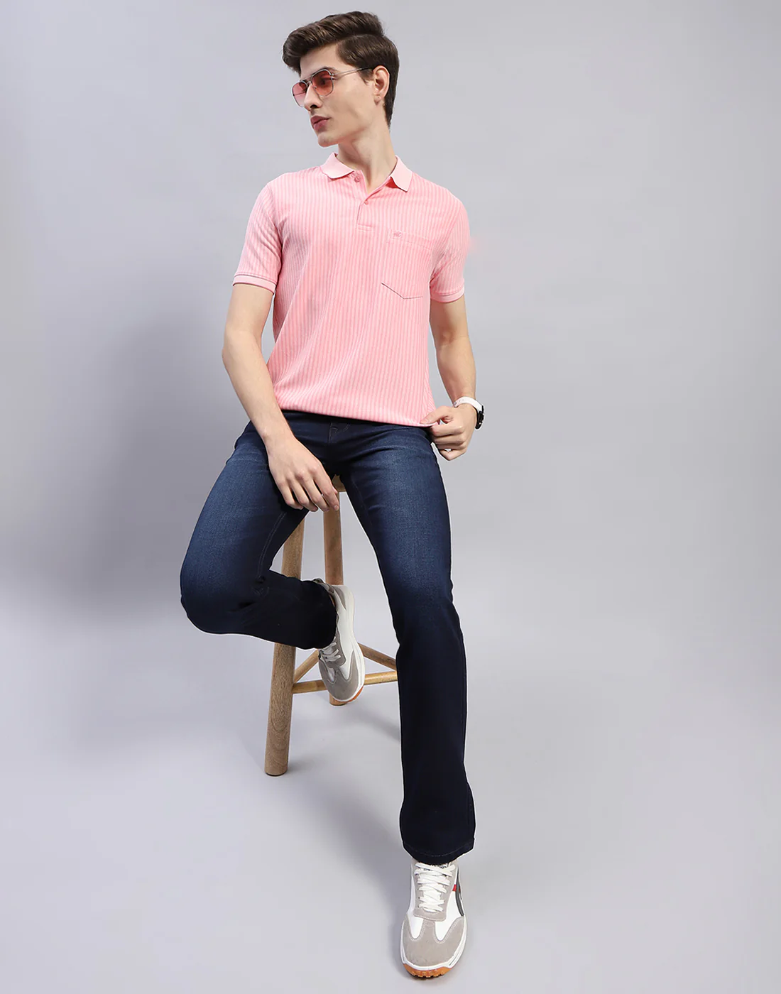 Men Blue Light Wash Straight Fit Denim - Image 2