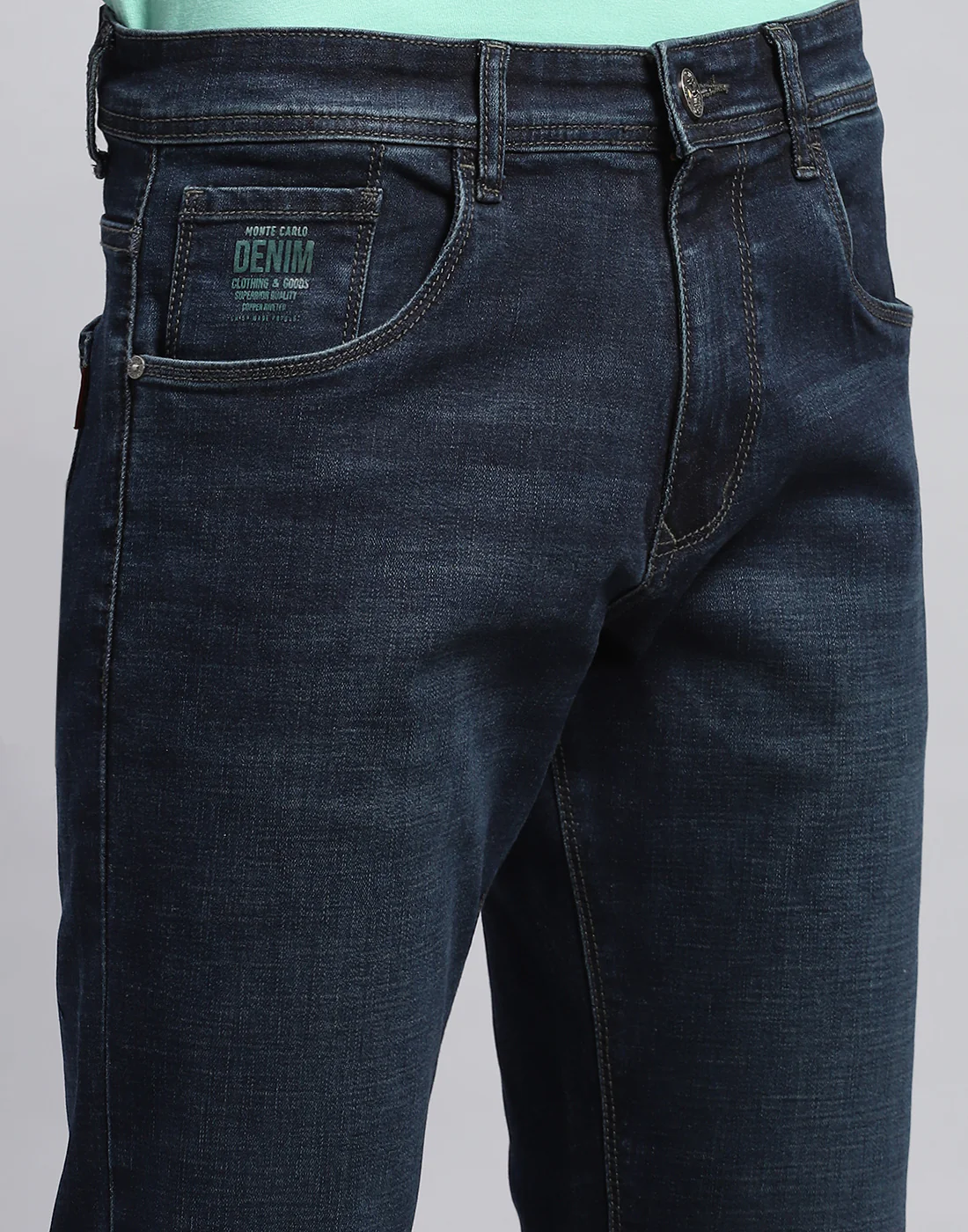 Men Blue Light Wash Straight Fit Denim - Image 7