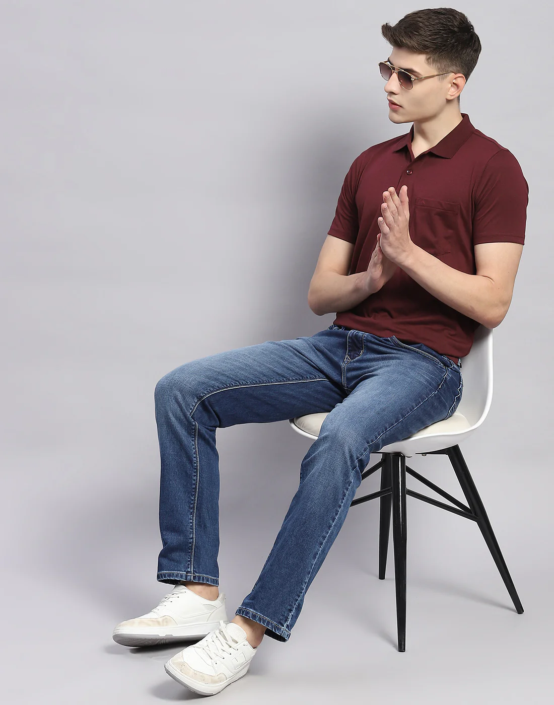 Men Blue Light Wash Straight Fit Denim - Image 2