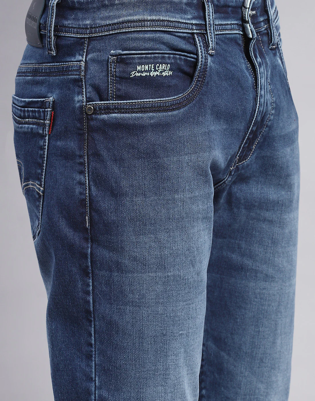 Men Blue Light Wash Straight Fit Denim - Image 6