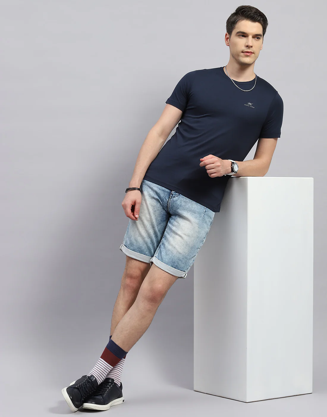 Men Blue, Navy Blue & Teal Blue Solid Round Neck Half Sleeve T-Shirt (Pack of 3) - Image 2