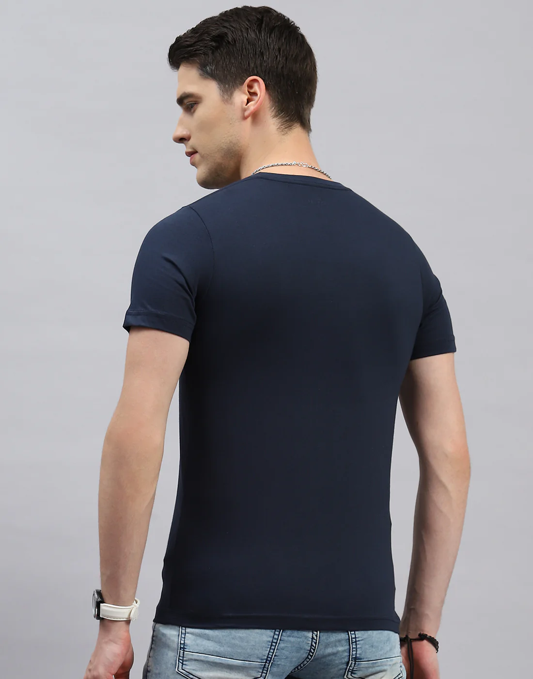Men Blue, Navy Blue & Teal Blue Solid Round Neck Half Sleeve T-Shirt (Pack of 3) - Image 6