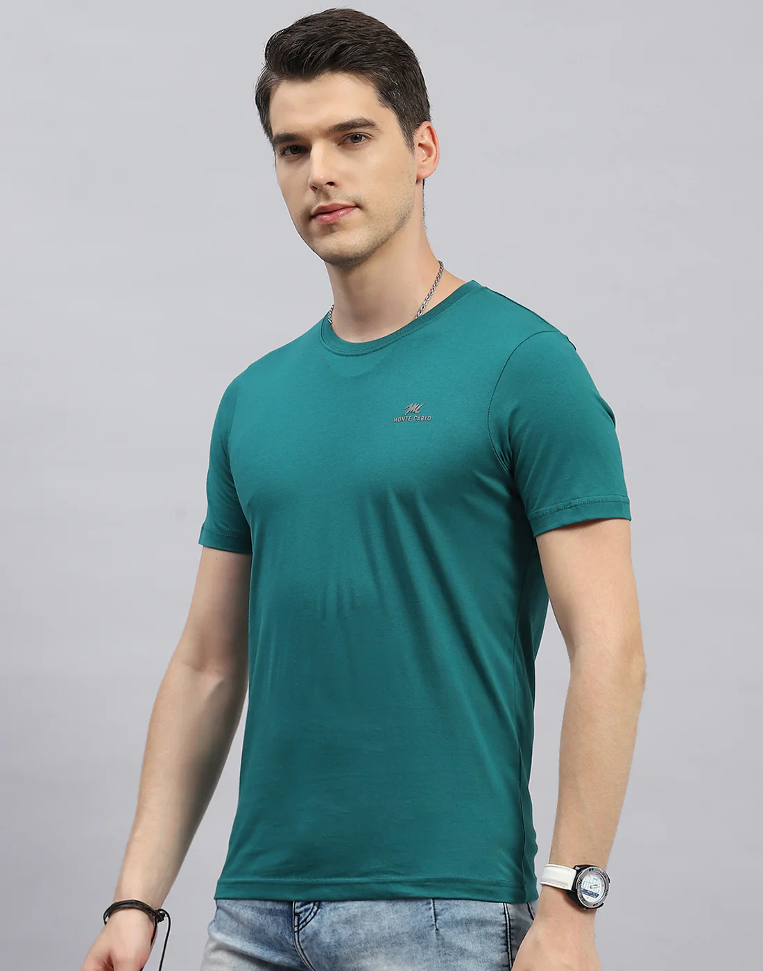Men Blue, Navy Blue & Teal Blue Solid Round Neck Half Sleeve T-Shirt (Pack of 3) - Image 8