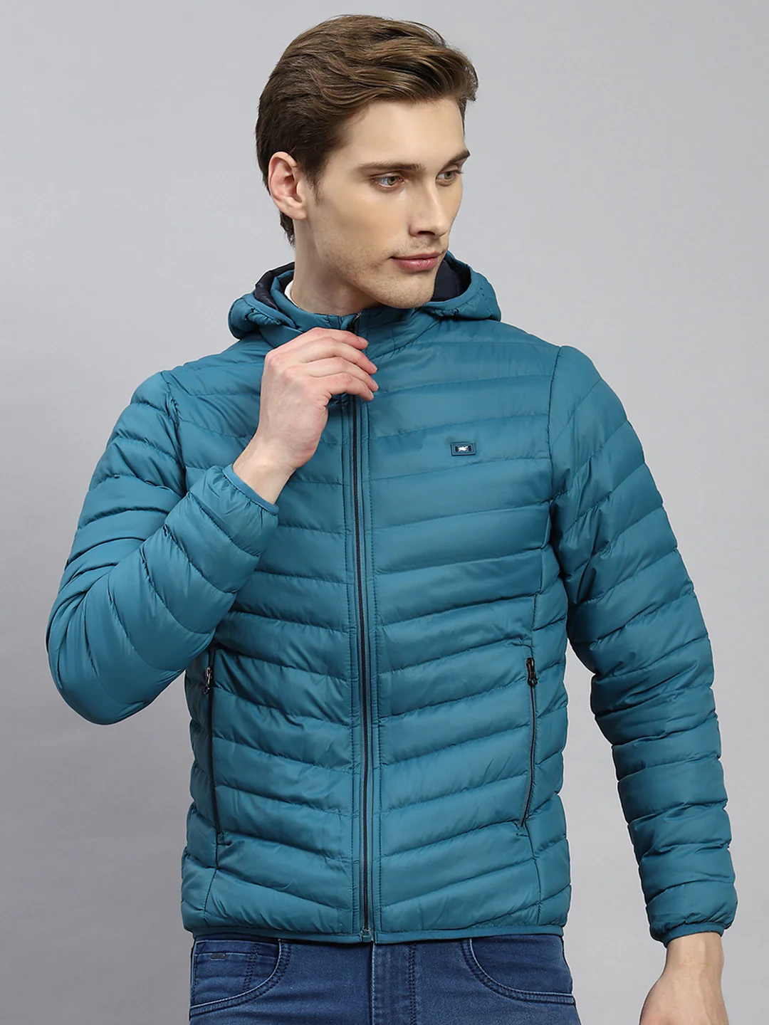 Men Blue Plain Jacket - Image 2