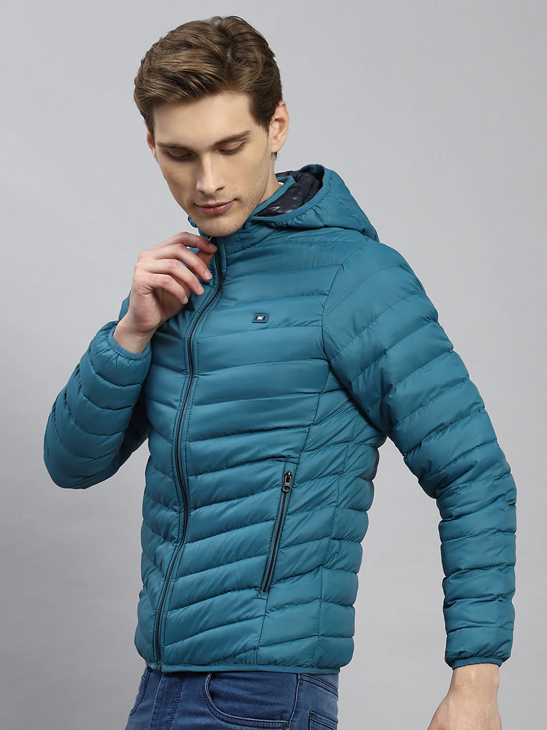 Men Blue Plain Jacket - Image 4