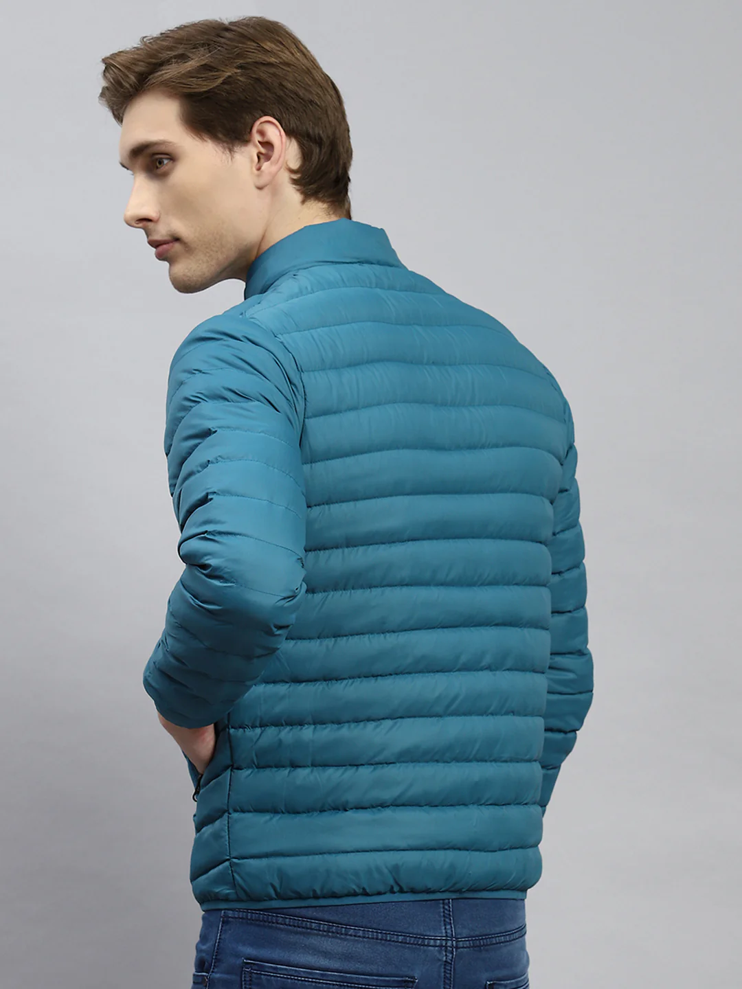 Men Blue Plain Jacket - Image 6