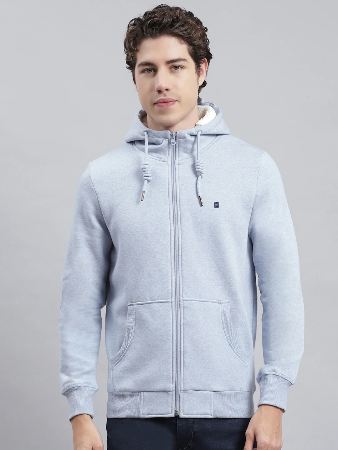 Men Blue Plain Sweatshirt - Image 2