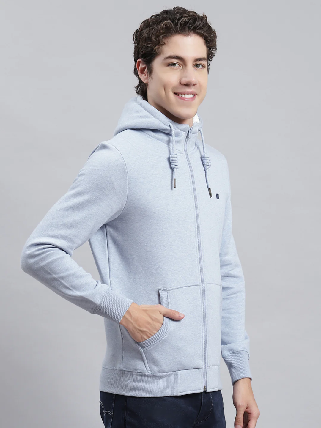 Men Blue Plain Sweatshirt - Image 3