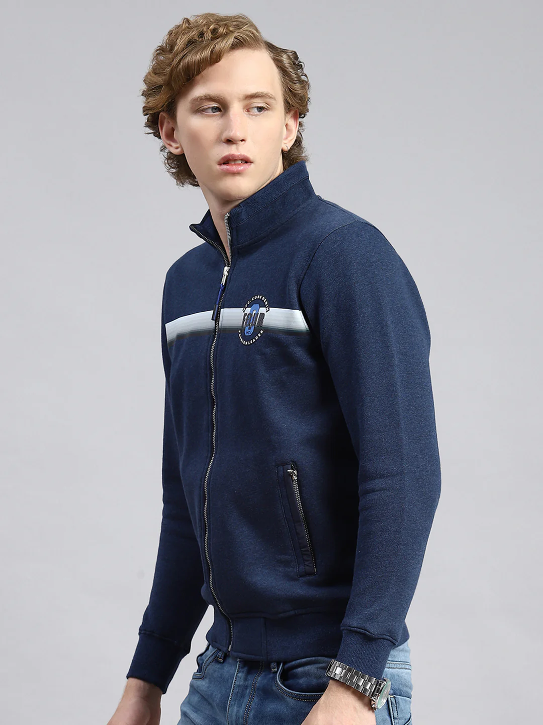 Men Blue Plain Sweatshirt - Image 4