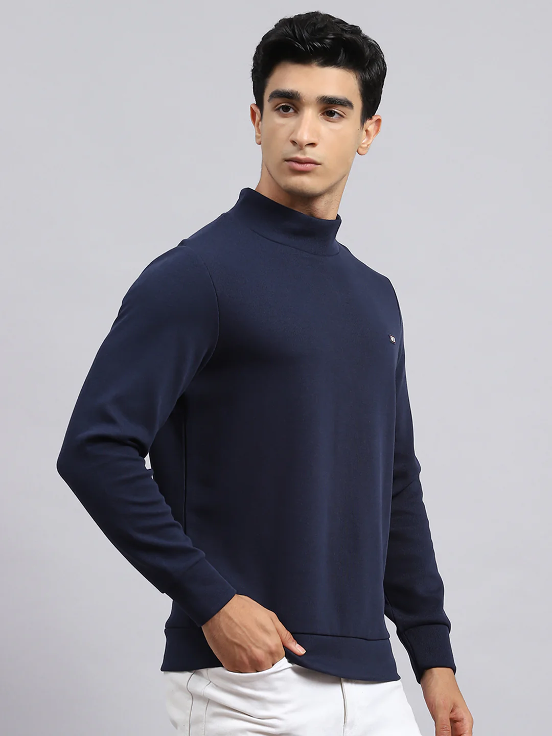 Men Blue Plain T-Shirt - Image 3