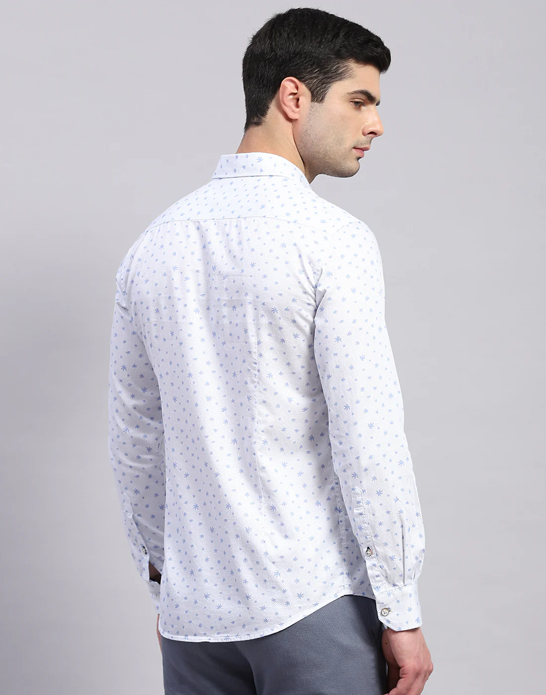 Men Blue Printed Collar Full Sleeve Shirt - Image 5