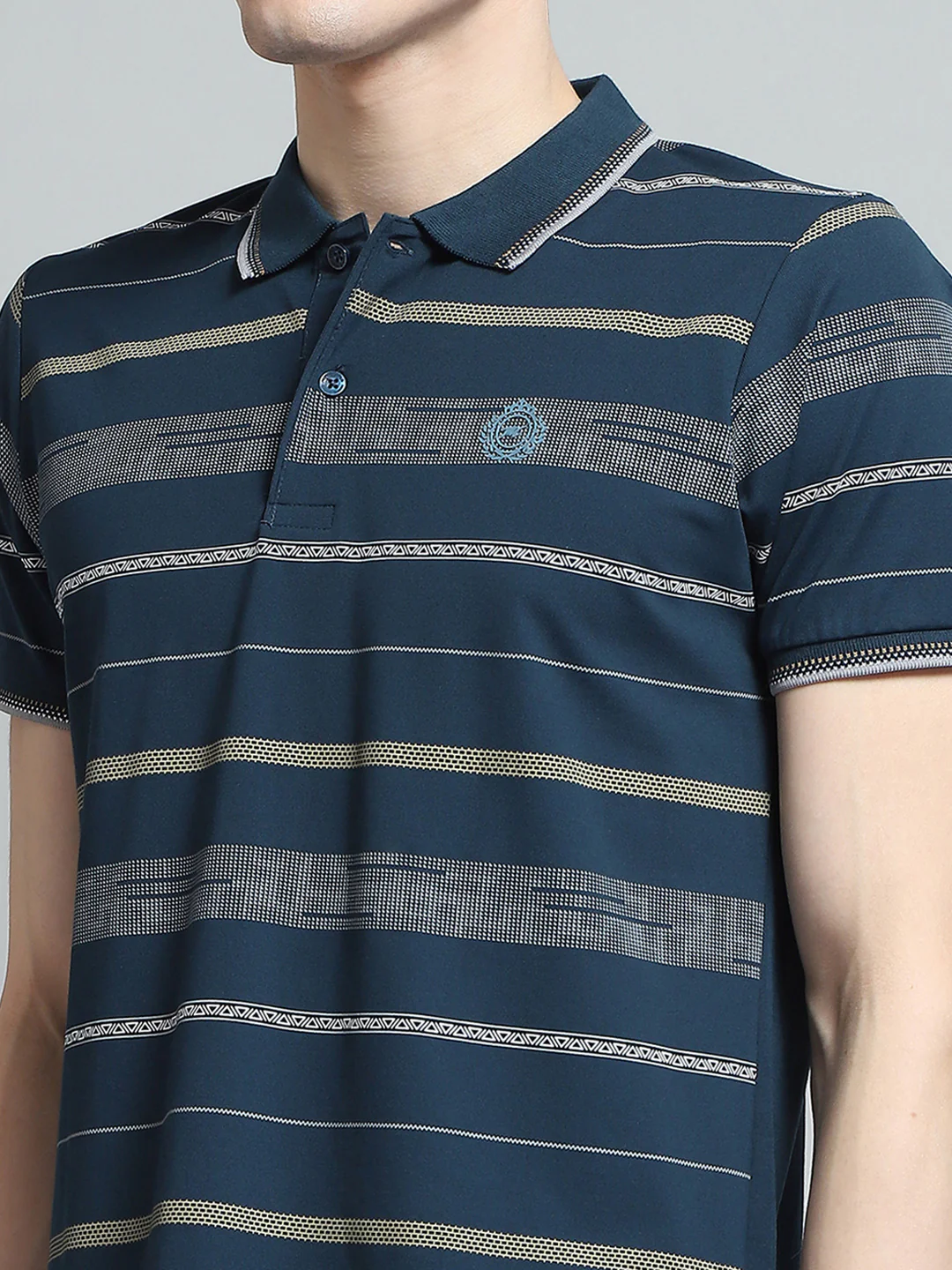 Men Blue Printed Collar Half Sleeve Lower Set - Image 7