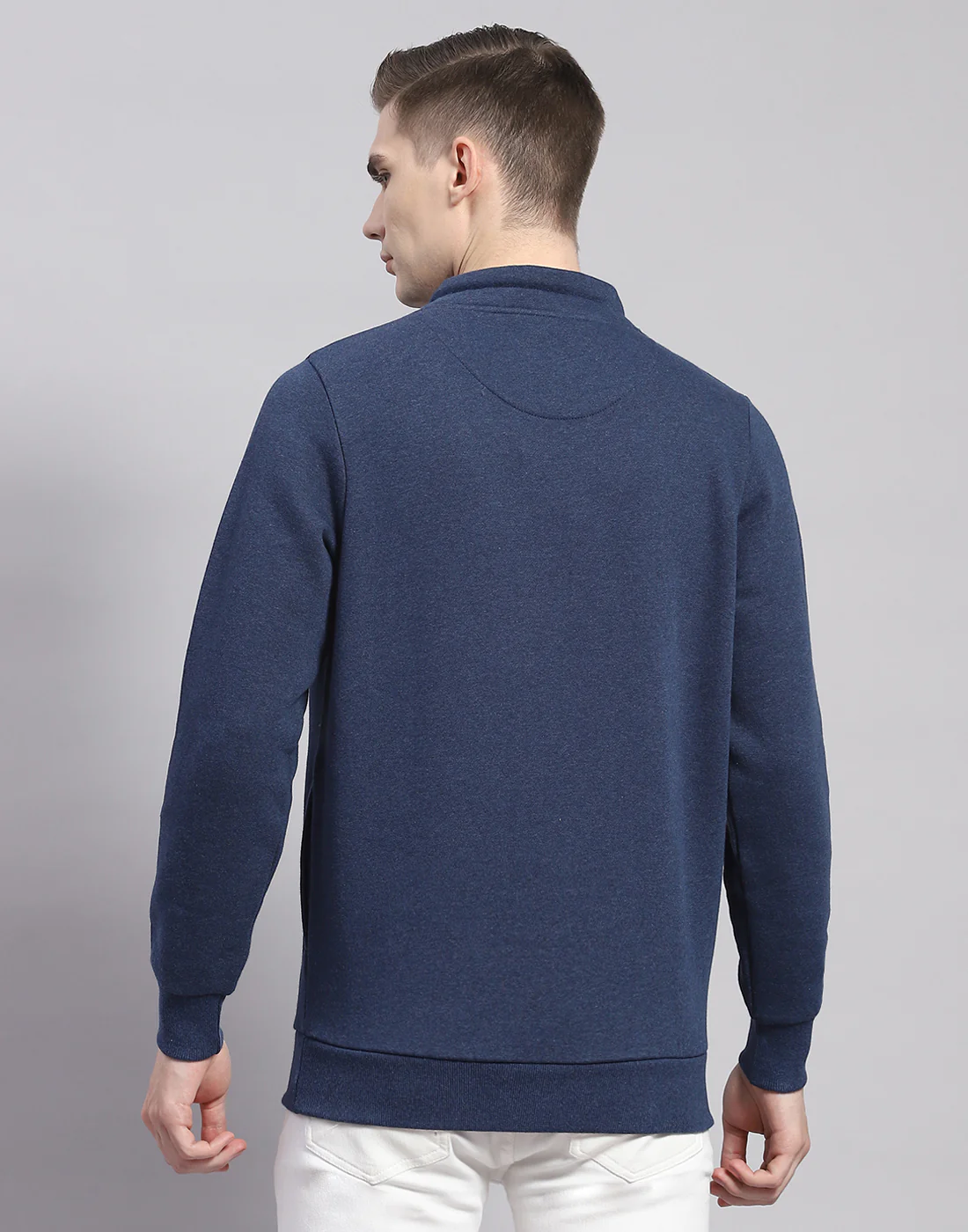 Men Blue Printed F Neck Full Sleeve Sweatshirt - Image 5