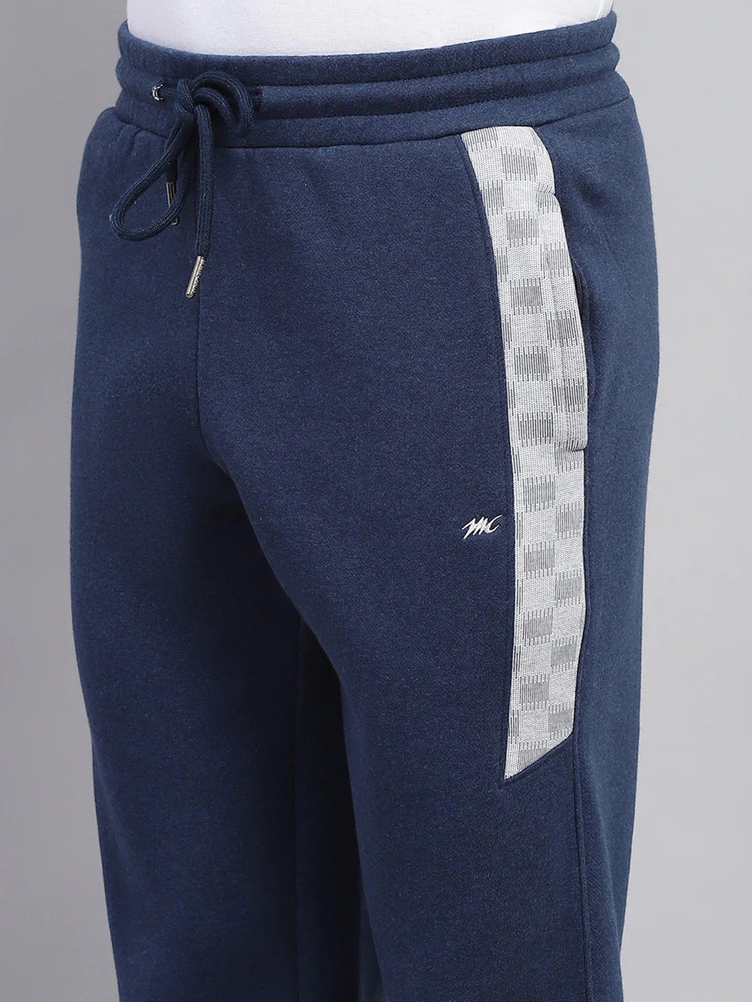 Men Blue Printed Mock Neck Full Sleeve Winter Tracksuit - Image 8