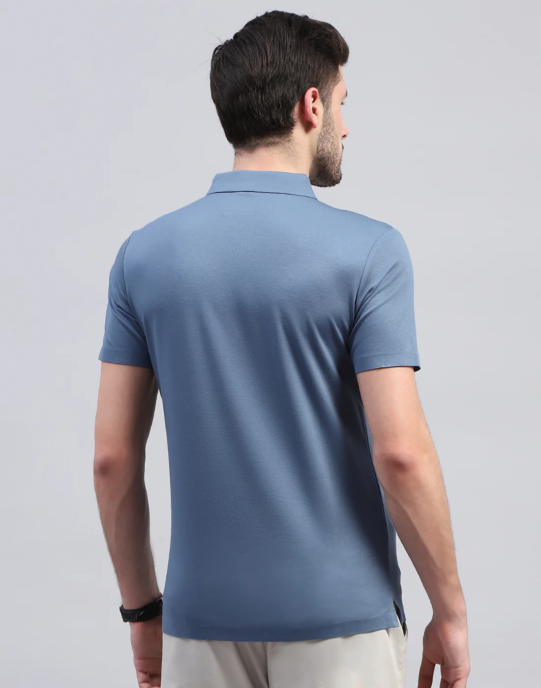 Men Blue Printed Polo Collar Half Sleeve T-Shirt - Image 5