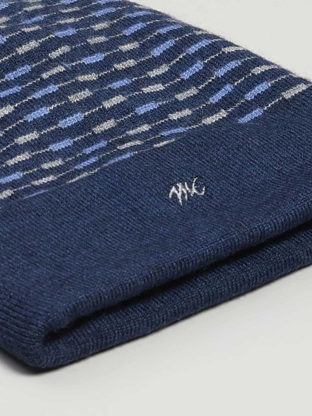 Men Blue Printed Pure Wool Cap - Image 7