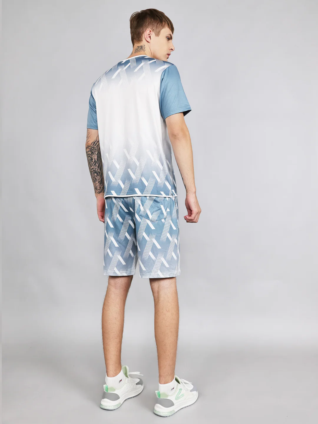 Men Blue Printed Regular Fit Bermuda Set - Image 4